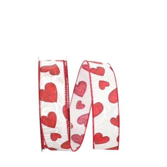 Reliant 1.5" x 25yd. Heart Hope Wired Ribbon